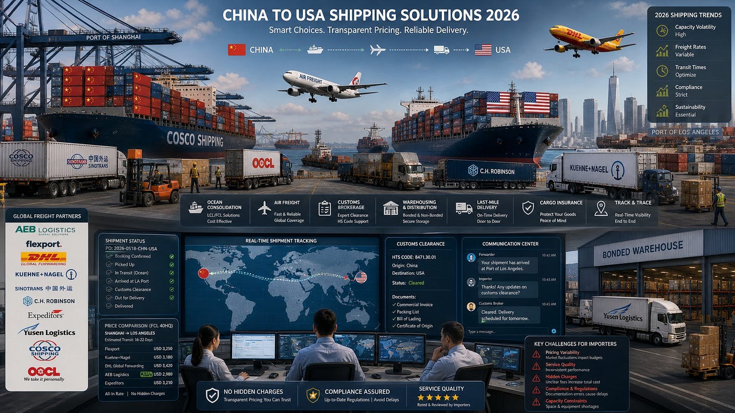 China to USA Freight Forwarders: Compare Top Logistics Partners for 2026 China to USA Freight Forwarders: Compare Top Logistics Partners for 2026