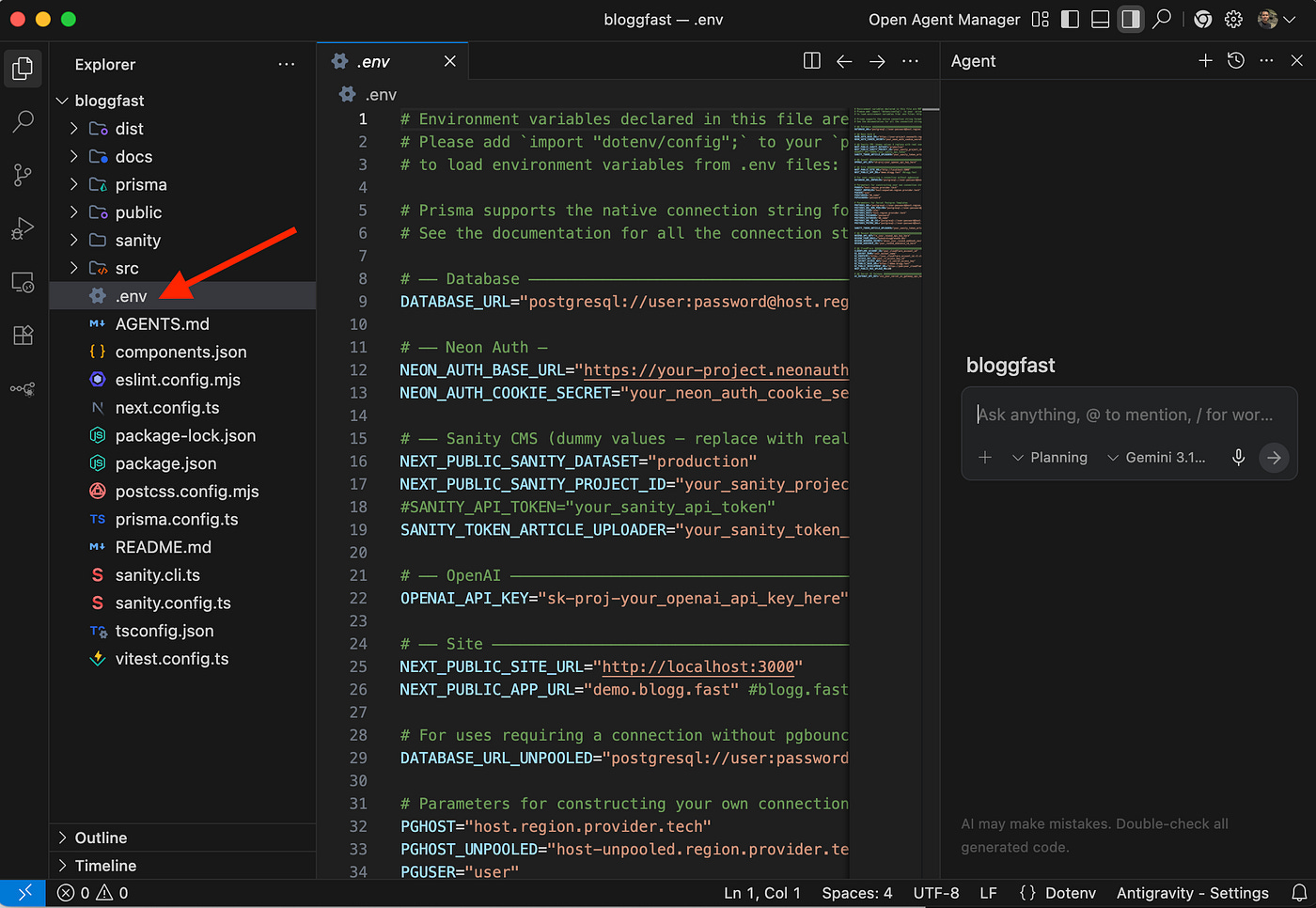 BloggFast project in Antigavity. Image by Jim Clyde Monge