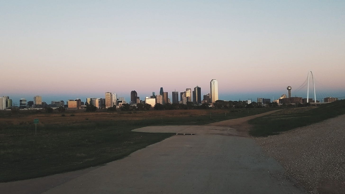 Skyline of Dallas from the Trinity Skyline Trail.