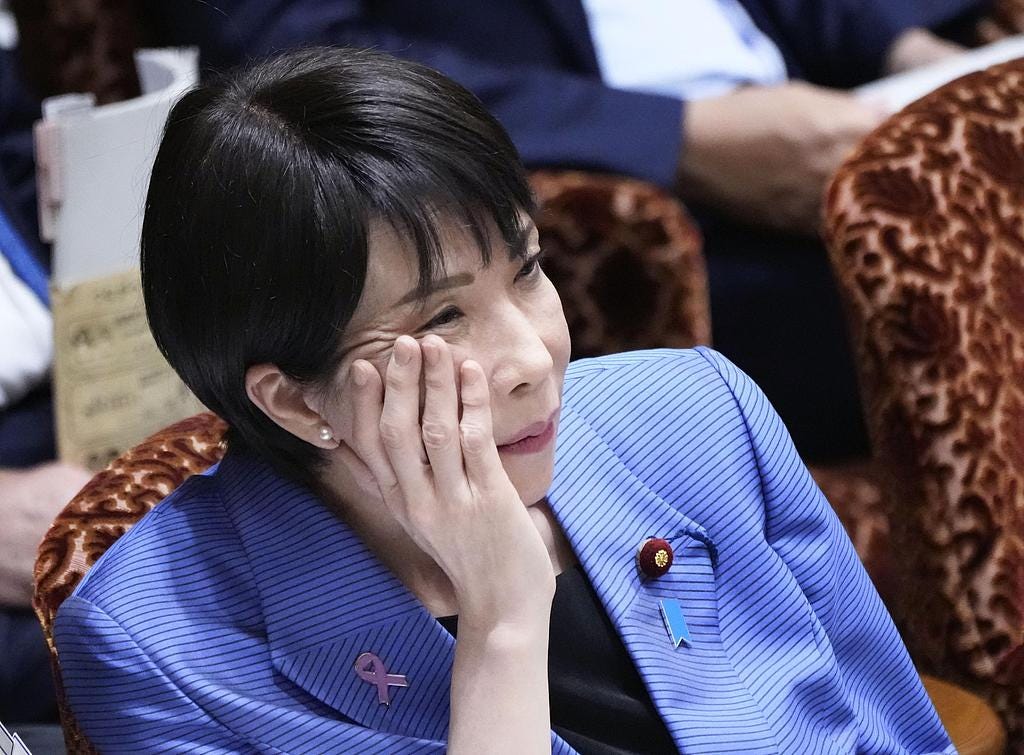 Japanese Prime Minister Sanae Takaichi listens to a question during a House of Councillors Budget Committee session in Tokyo, capital of Japan, November 12, 2025. /VCG