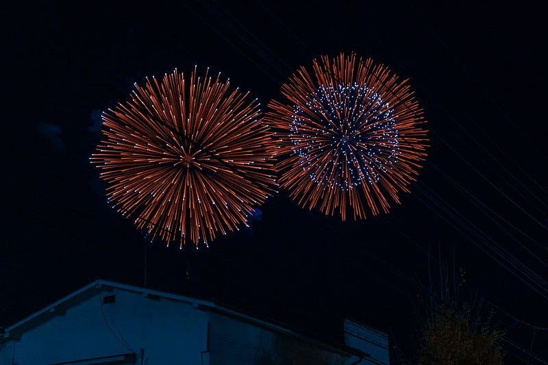 Fireworks in the night skies