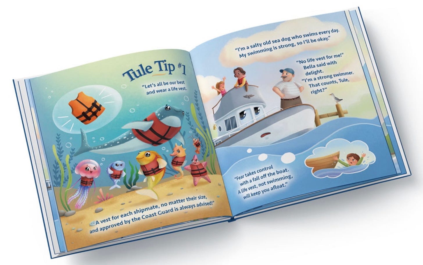 "Bella's Choice" children's book opened up, lying flat, showing left and right page illustrations. Colors bleed off the pages with no white space visible at edges.