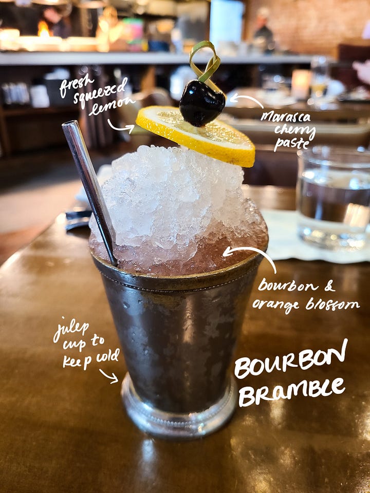 The Crunkleton cocktails Bourbon Bramble and Bee's Knees