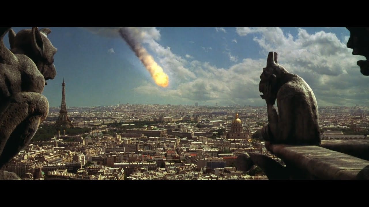 Paris getting hit with meteor fragments from Armageddon. Paris getting hit with meteor fragments from Armageddon.