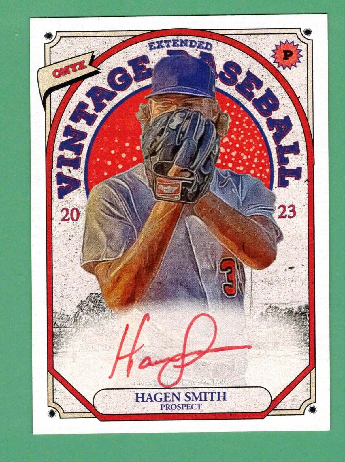 2023 ONYX VINTAGE EXTENDED HAGEN SMITH AUTO RED PARALLEL /25 ARKANSAS RAZORBACKS - Picture 1 of 2