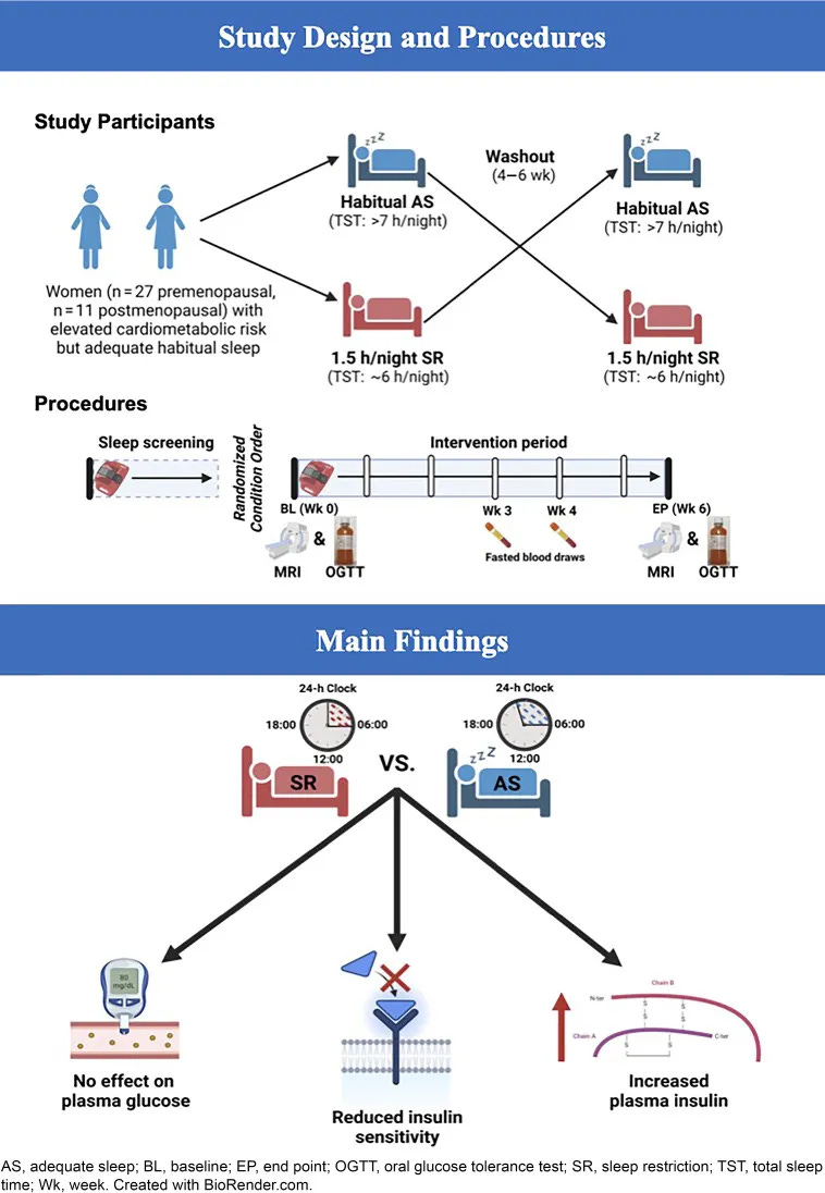 Zuraikat FM, et al., Chronic Insufficient Sleep in Women Impairs Insulin Sensitivity Independent of Adiposity Changes: Results of a Randomized Trial. Diabetes Care. 2024 Zuraikat FM, et al., Chronic Insufficient Sleep in Women Impairs Insulin Sensitivity Independent of Adiposity Changes: Results of a Randomized Trial. Diabetes Care. 2024 Does Short Sleep Impair Blood Sugar Control