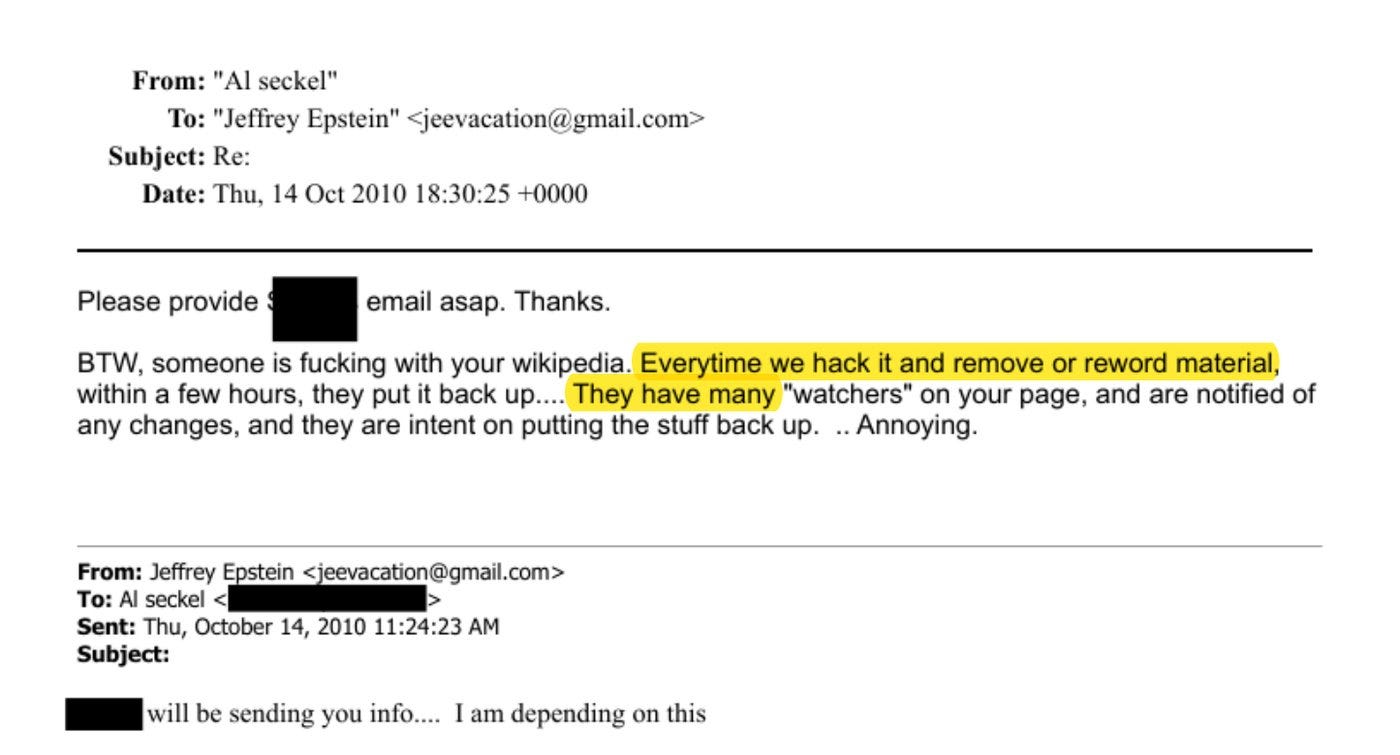 Seckel to Epstein, 14 October 2010. DOJ Epstein Library, EFTA00754304.