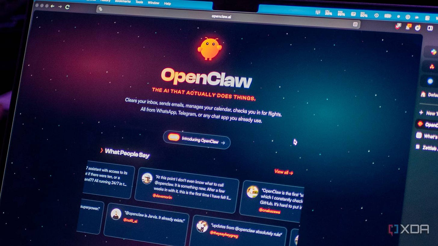 OpenClaw home page on a MacBook