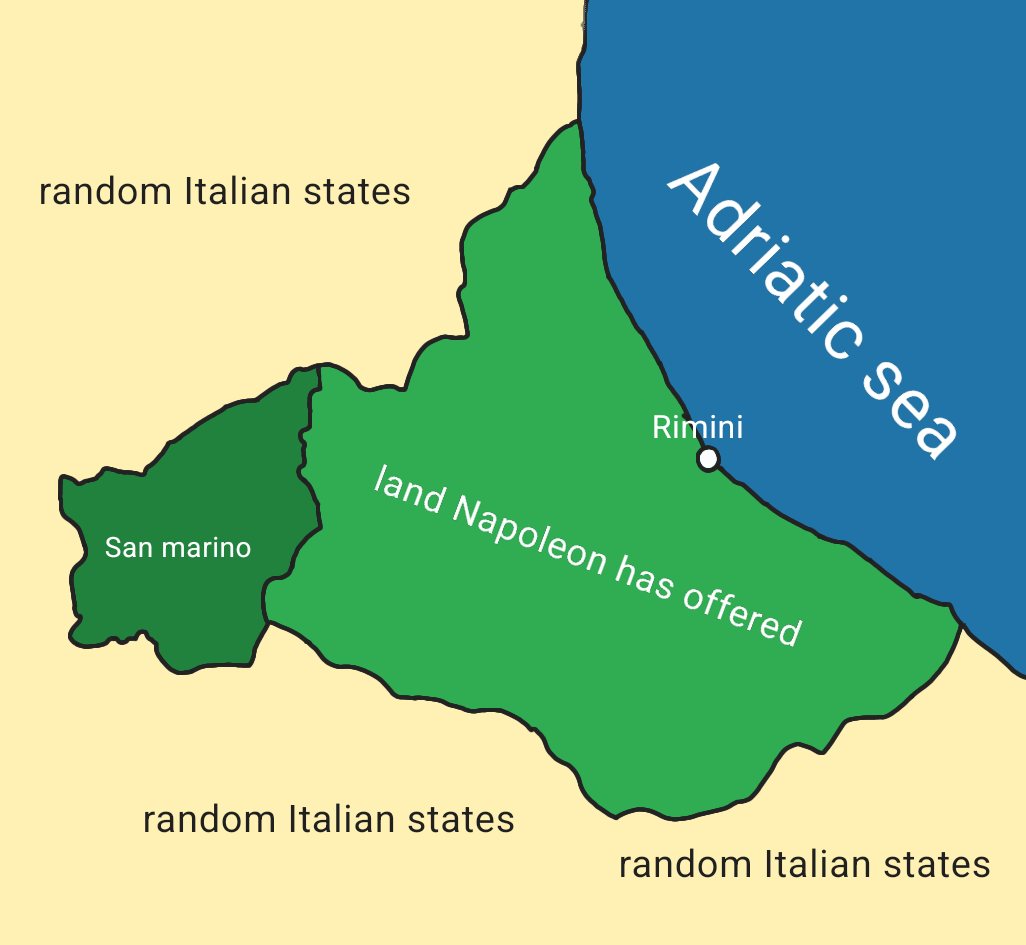 r/MapPorn - random Italian states Rimini San marino random Italian states random Italian states 1 g land Napoleon has offered