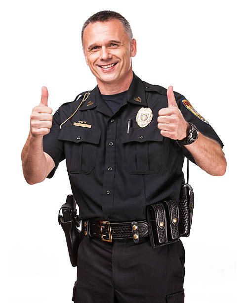 Isolated Police Officer Thumbs Up Stock Photo - Download Image Now - Police  Force, Thumbs Up, Smiling - iStock