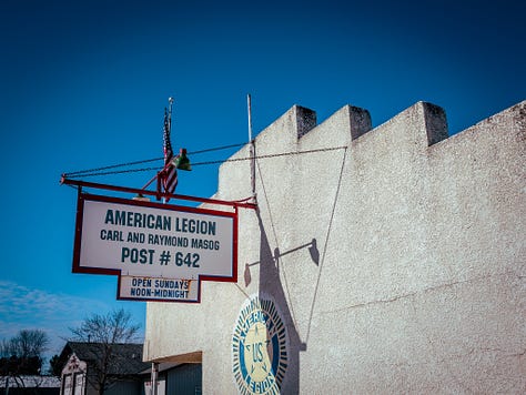 Various photos of the essential elements of small town life