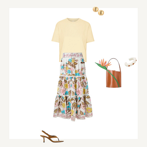 Capsule items for the Spring palette with a selection of resulting outfits
