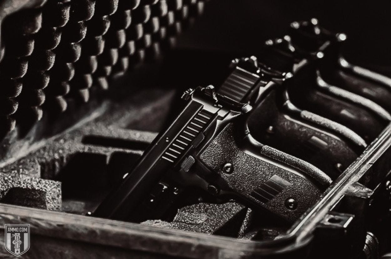 Handguns in a case