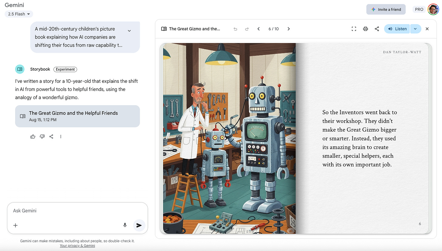Screengrab of the storybook Google Gemini created for me