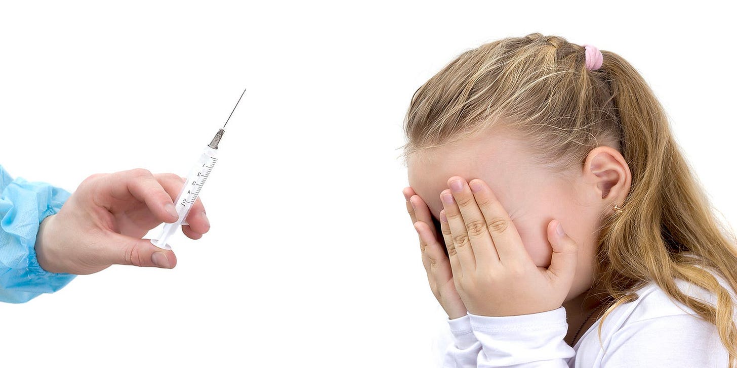 child crying at needle