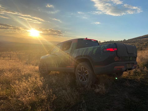 Various images of Arthur Morgan's Rivian R1T