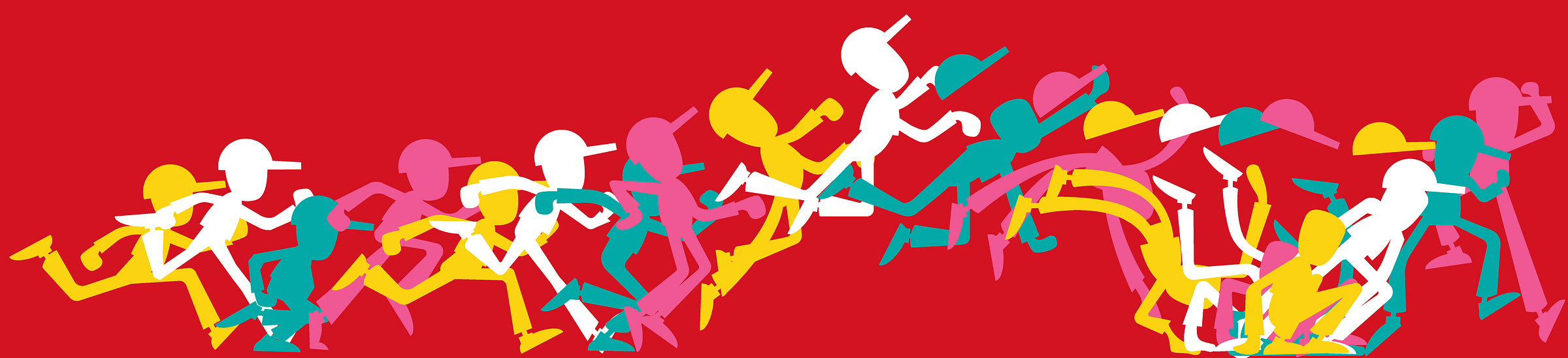 Illustration showing the frame by frame sequence of someone tripping and falling and catching their hat in the mid-air in while recovering from the fall.