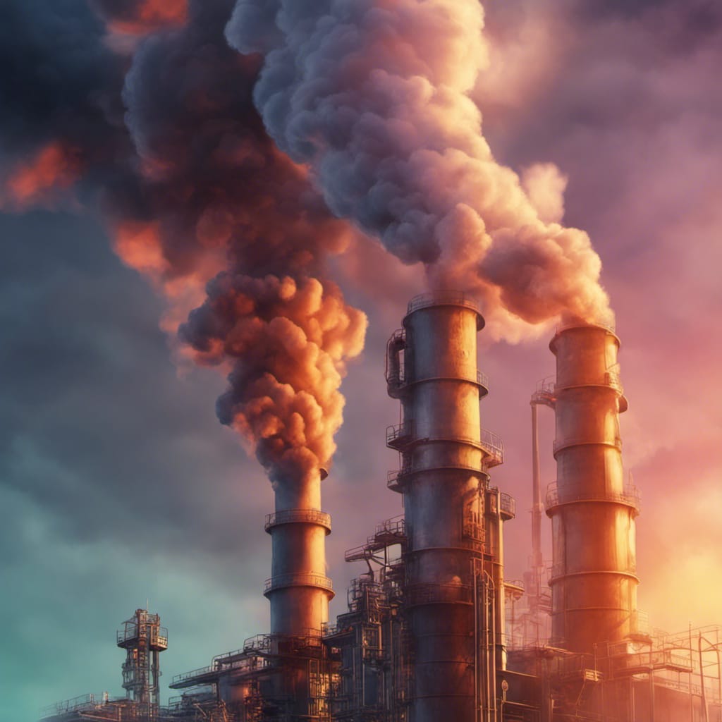 smoke stacks spewing CO2