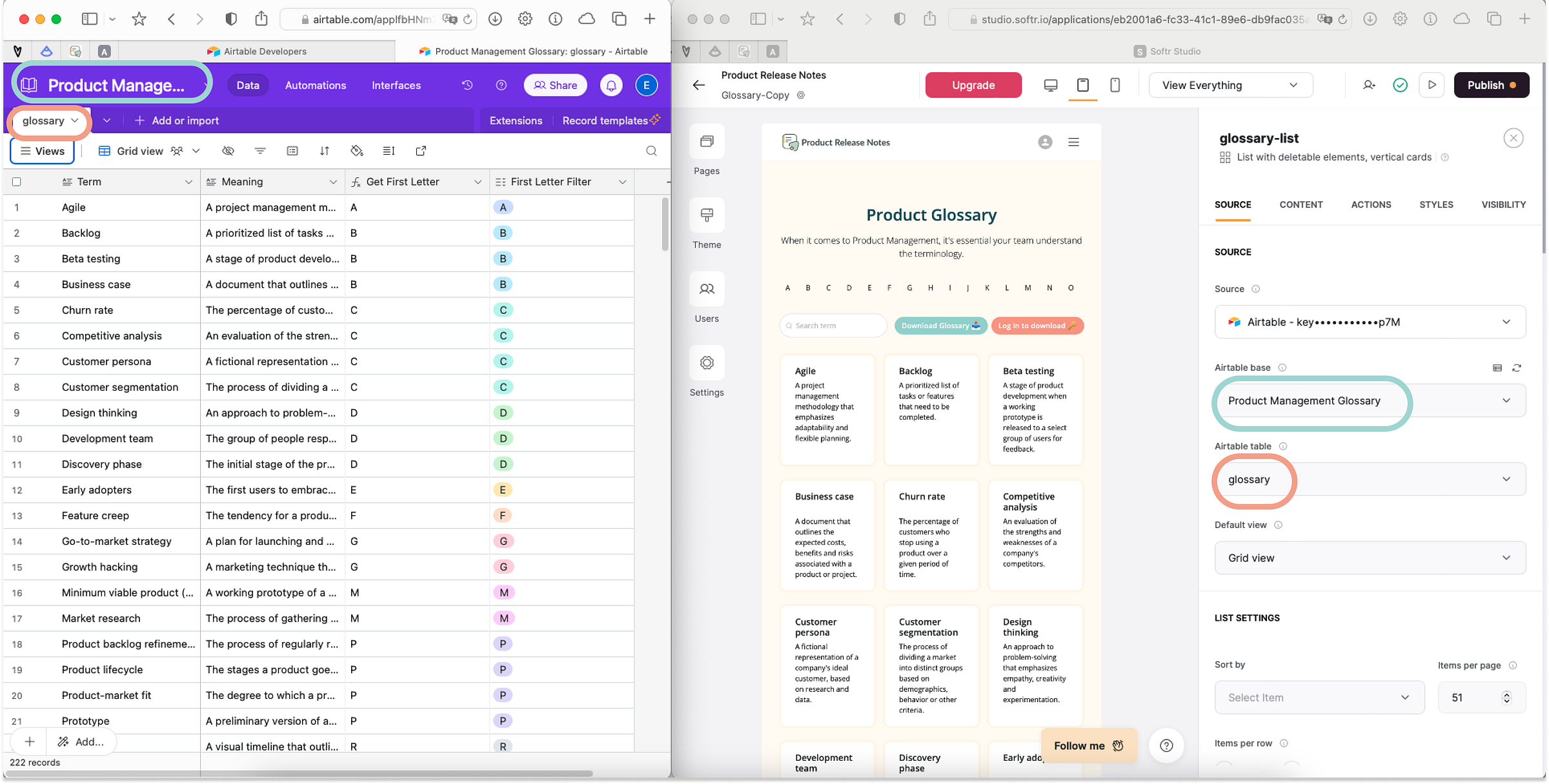 Product Release Notes Softr data source
