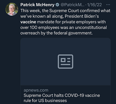 Collection of Posts by Rep. Patrick McHenry on X/Twitter