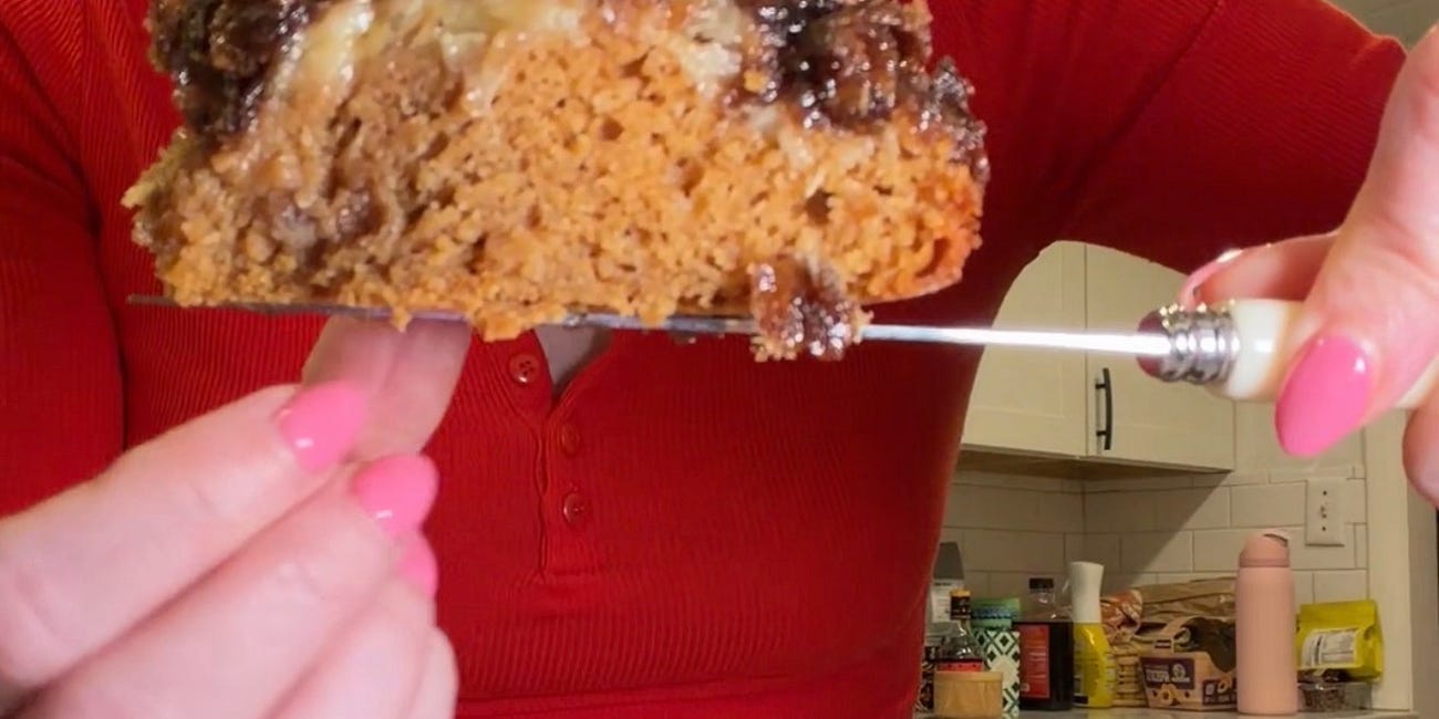 Banana Cocoa Pebbles Upside-Down Cake