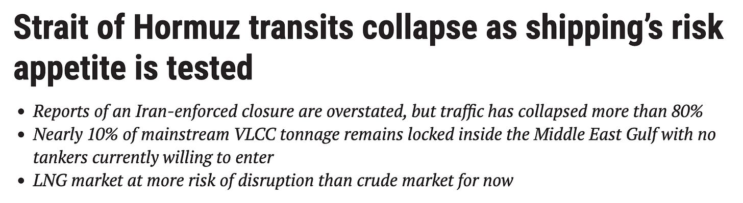 Strait of Hormuz shipping traffic collapses over 80% amid Iran closure reports Strait of Hormuz shipping traffic collapses over 80% amid Iran closure reports
