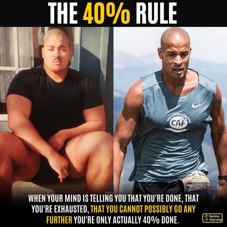 40% Rule - David Goggins | Inspirational quotes motivation, David goggins,  Personal development skills