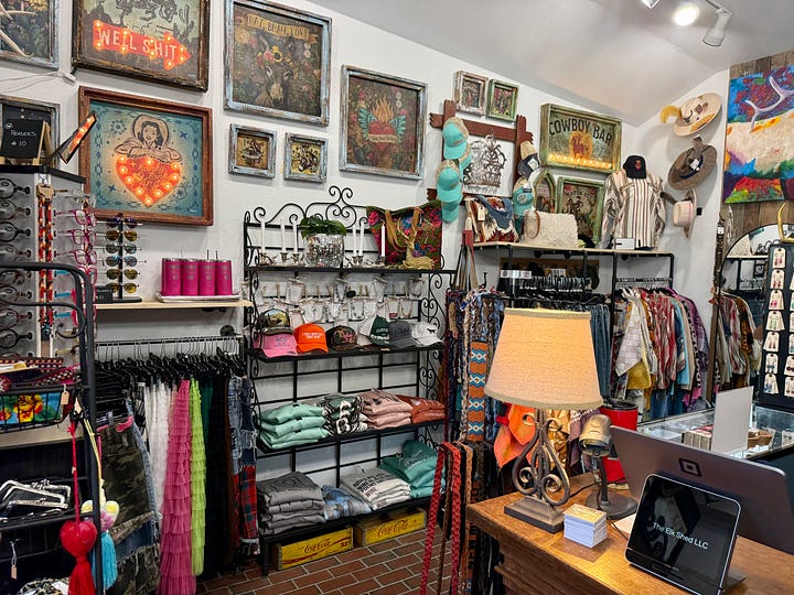 retail space in Cloducroft NM, Elk Shed with clothing, books, and dishes