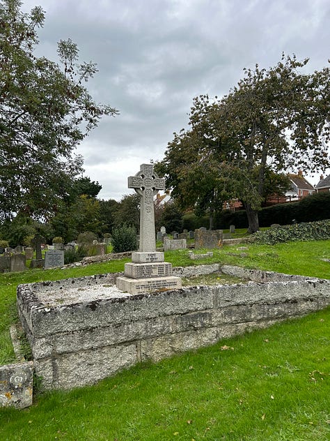 Memorial - 3 photos in Lyme Regis to the crew of HMS Formidable 1915. Six members are buried here. Images: Roland's Travels