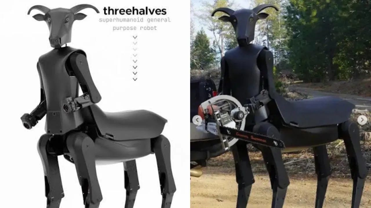 7 Foot Tall Horned Robot Becomes An Internet Sensation Threehalves Robot -  7 फीट लंबा सींग वाला रोबोट बना इंटरनेट सेंसेशन, दिखने में डरावना, लेकिन  जंगल की आग और रेस्क्यू मिशन ...