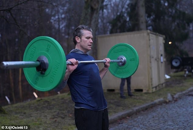 He was seen pumping iron and jogging outdoors in photos shared on social media in February,  during a trip to Germany to visit senior military leaders at US command centers