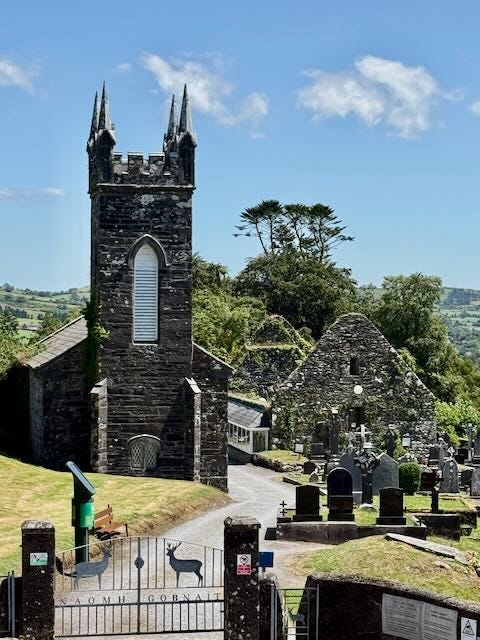 St Gobnit Shrine, Stone fort, tombstone