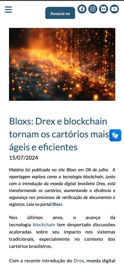 Noticia de cartórios em blockchain