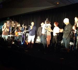 Richard gives Rob a hug