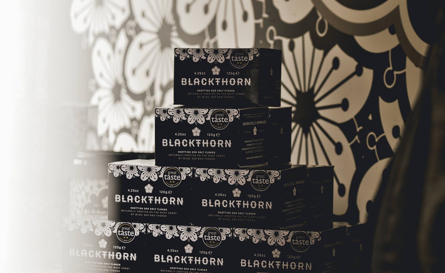 Blackthron paper boxes in a stack