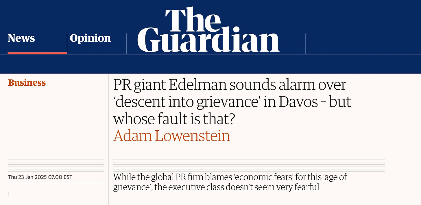 A screenshot of The Guardian's website with the headline of the story.