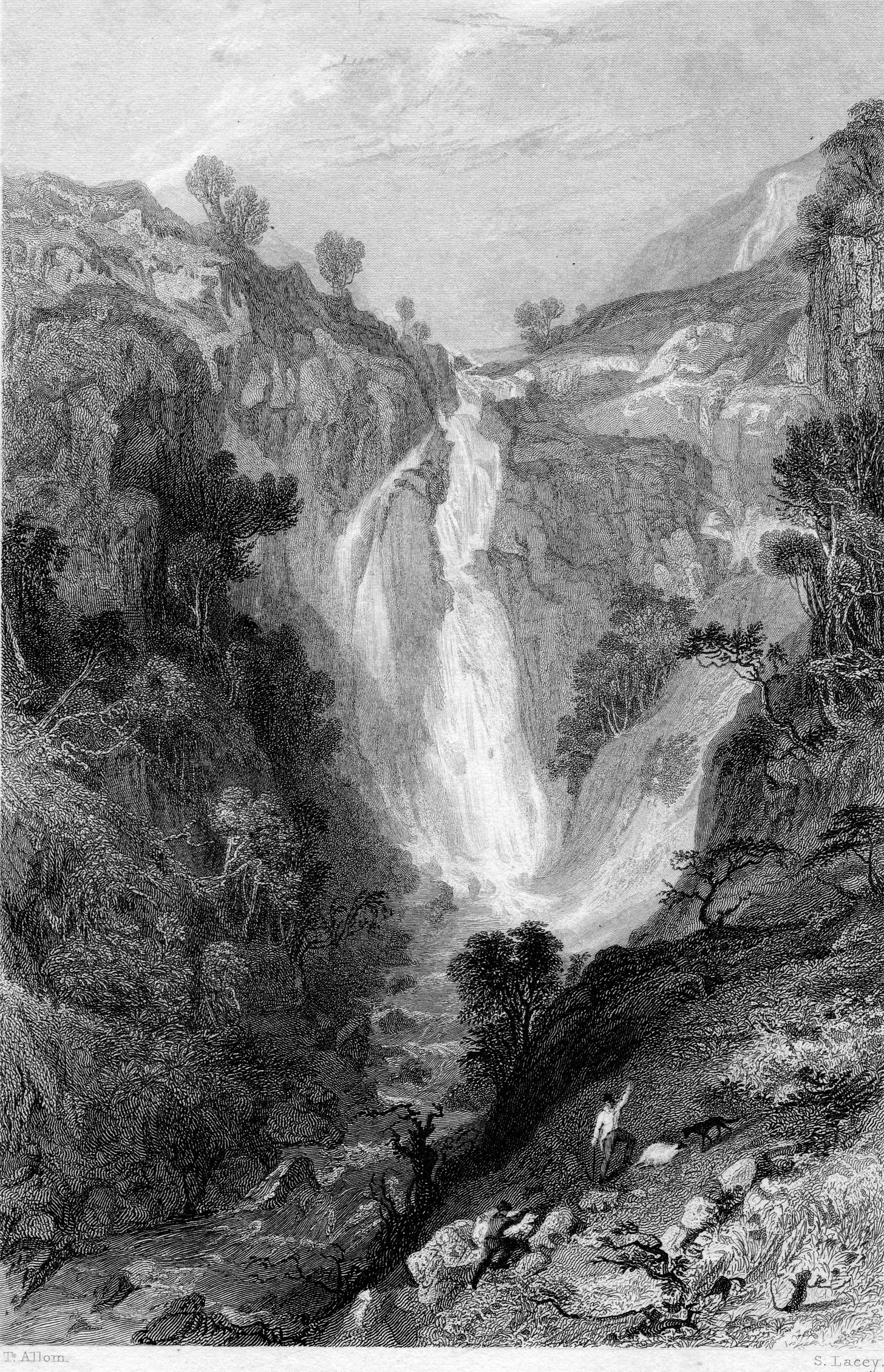 Taylorgill Force, Borrowdale (Thomas Allom)