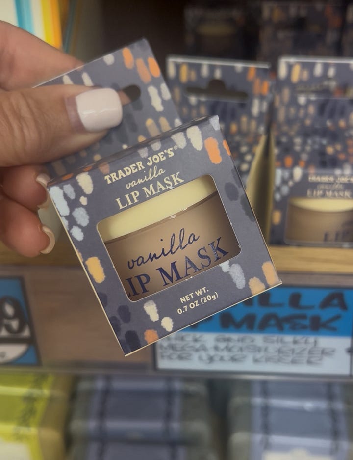 A gallery of Trader Joe's Vanilla Lip Mask next to the Laneige Lip Sleeping Mask 
