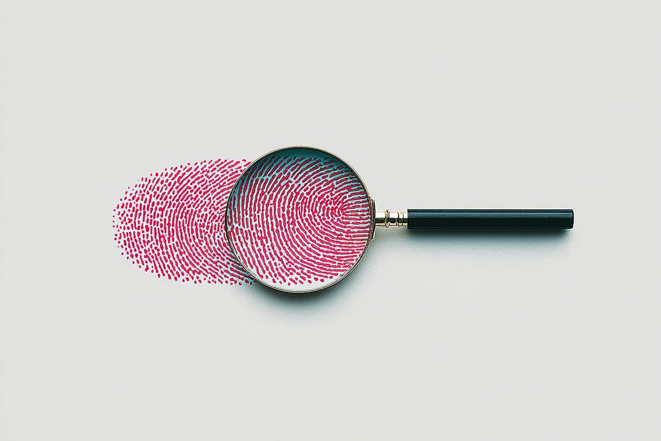 illustration of a magnifying glass looking at a fingerprint