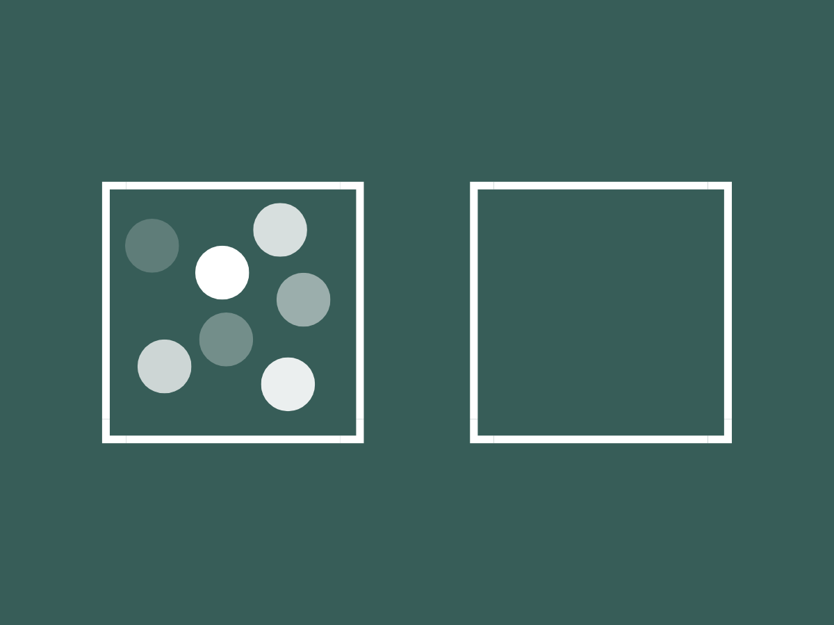 green background with two squares one that has white circles on it