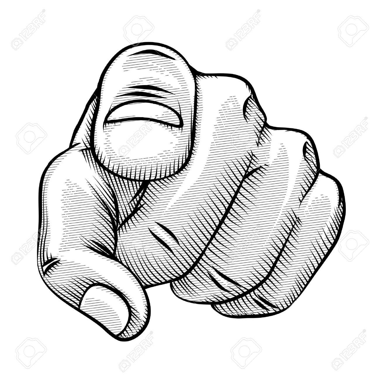 Rétro Dessin Au Trait D'un Doigt Pointé Clip Art Libres De Droits , Svg ,  Vecteurs Et Illustration. Image 33502578.
