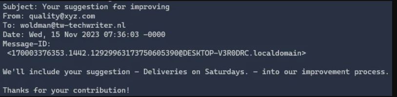 Figure 2.5 – Email to console (RabbitMQ) Figure 2.5 – Email to console (RabbitMQ)