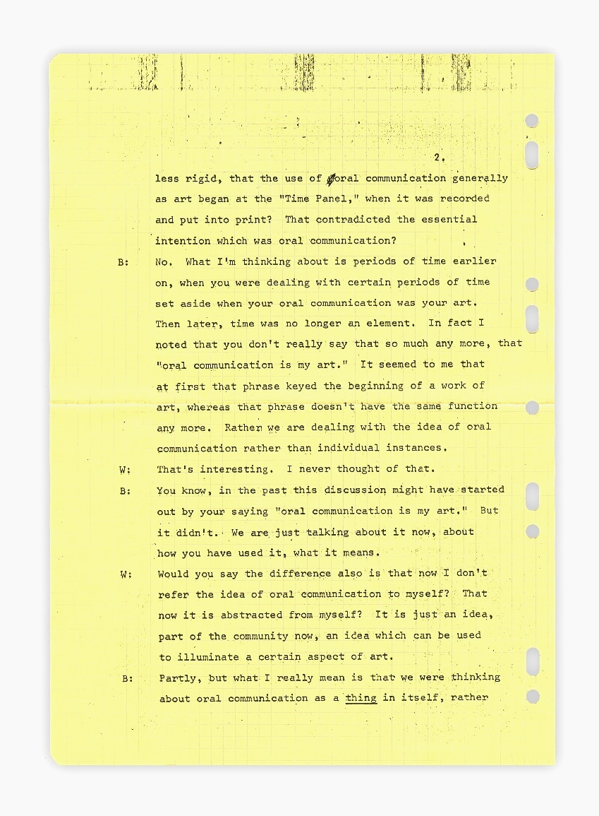 Ian Wilson, Discussion, 10th of July 1970, (photocopy on seven sheets), 1970 [MoMA, New York, NY. © Ian Wilson]