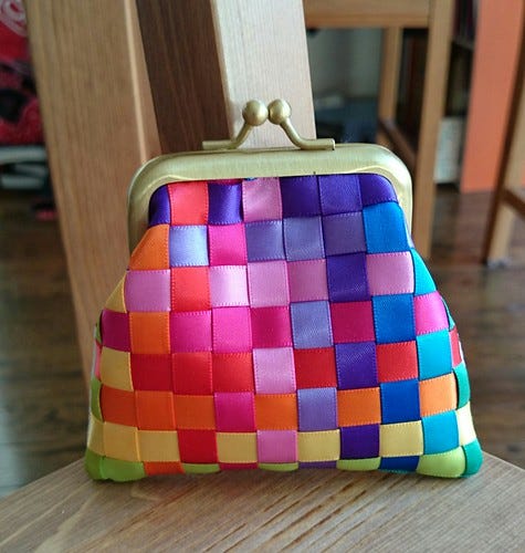 Rainbow Ribbon Metal Frame Purse
