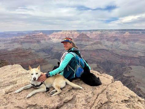 Liz and dogs at the Grand Canyon