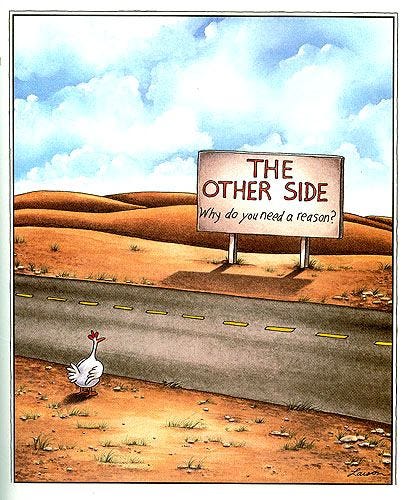 Chicken humor: From the Far Side -- by Gary Larson