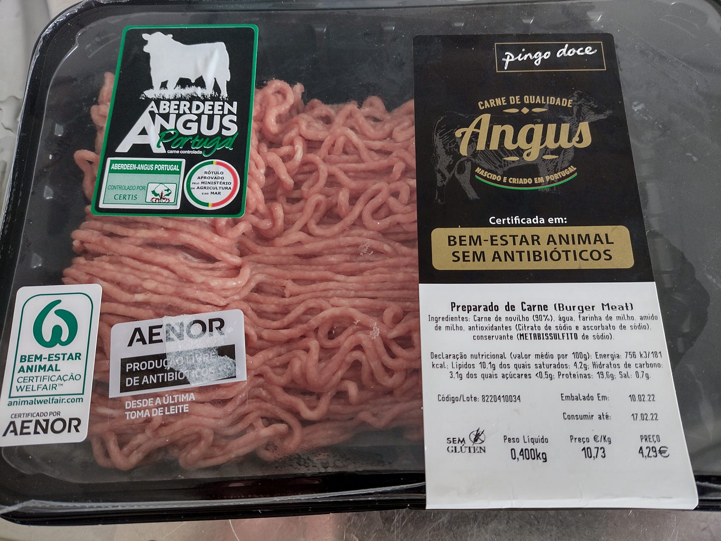 A package of ground beef