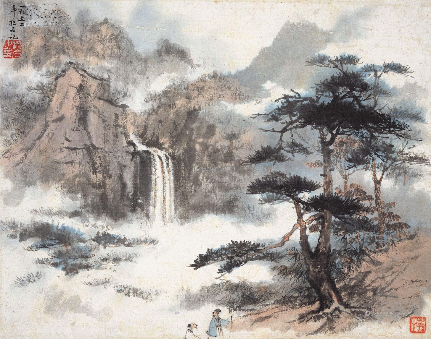 Fu Baoshi | Learning Taoism Under the Pine tree (1952) | MutualArt