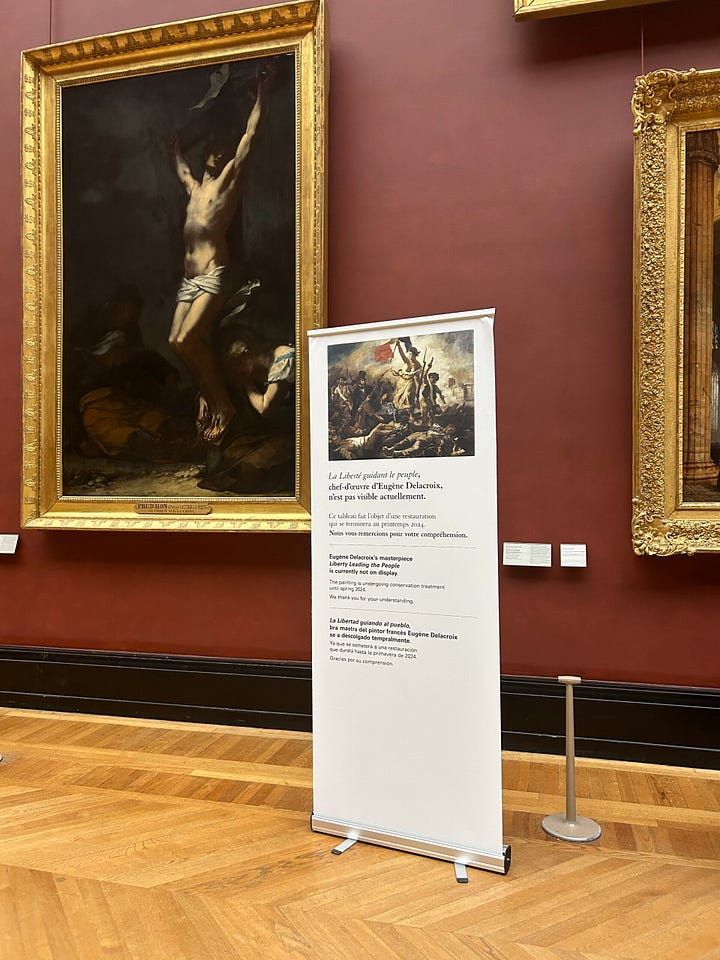 liberty leading the people under renovation and mona lisa