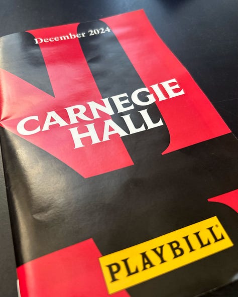 Photos on stage and back stage at Carneigie Hall
